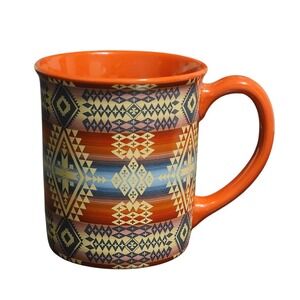 Pendleton Woolen Mills Coffee Mug 18oz Aztec Pattern Red Cream Blue NEW